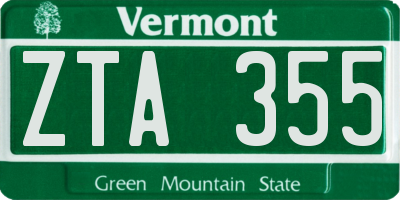 VT license plate ZTA355