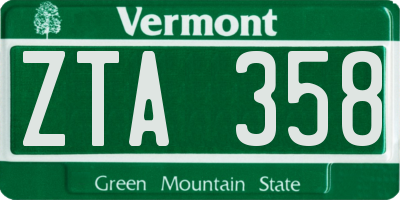 VT license plate ZTA358