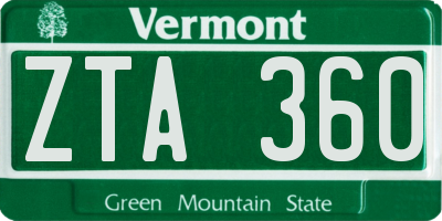 VT license plate ZTA360