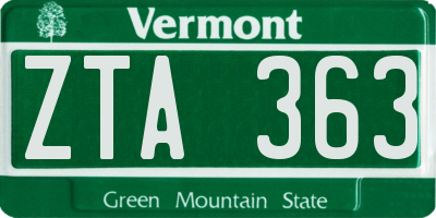 VT license plate ZTA363