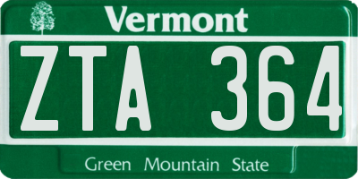 VT license plate ZTA364