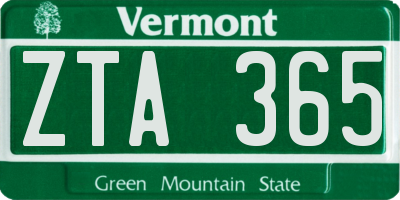 VT license plate ZTA365
