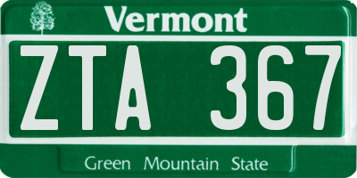 VT license plate ZTA367