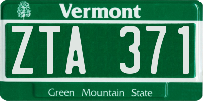 VT license plate ZTA371