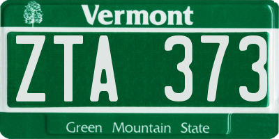 VT license plate ZTA373