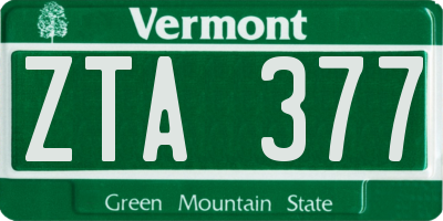 VT license plate ZTA377