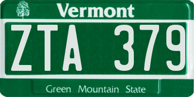 VT license plate ZTA379