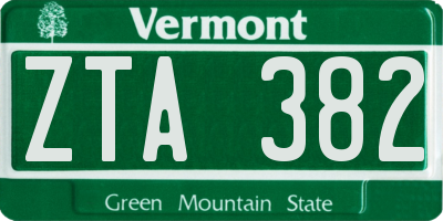 VT license plate ZTA382