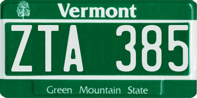 VT license plate ZTA385