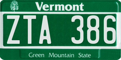 VT license plate ZTA386