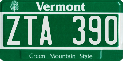 VT license plate ZTA390