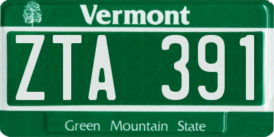 VT license plate ZTA391