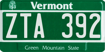 VT license plate ZTA392