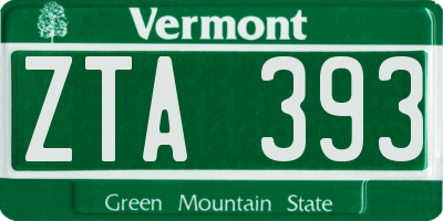 VT license plate ZTA393
