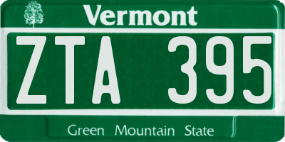 VT license plate ZTA395