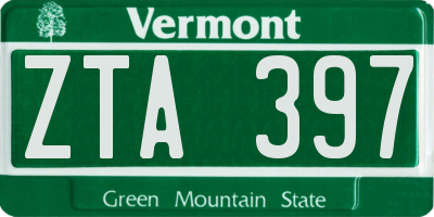 VT license plate ZTA397
