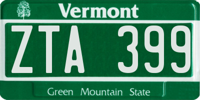 VT license plate ZTA399