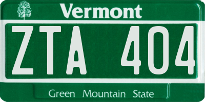 VT license plate ZTA404