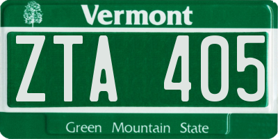 VT license plate ZTA405