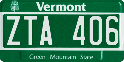 VT license plate ZTA406