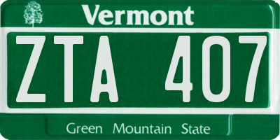 VT license plate ZTA407