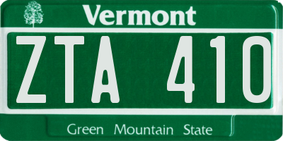 VT license plate ZTA410