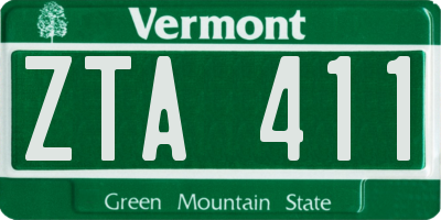 VT license plate ZTA411
