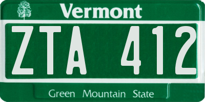 VT license plate ZTA412