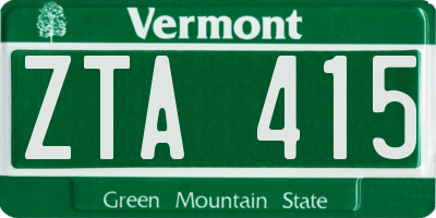 VT license plate ZTA415