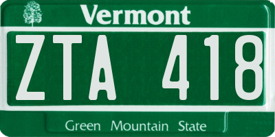 VT license plate ZTA418