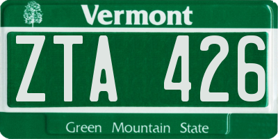 VT license plate ZTA426