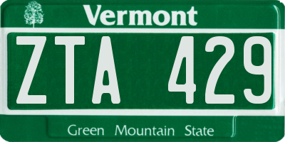 VT license plate ZTA429