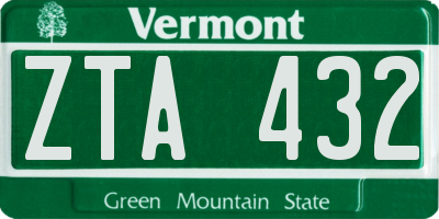 VT license plate ZTA432