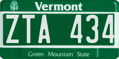 VT license plate ZTA434