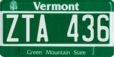 VT license plate ZTA436