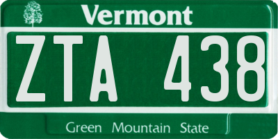 VT license plate ZTA438