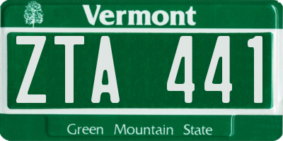VT license plate ZTA441