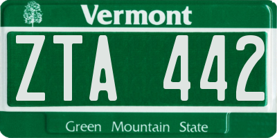 VT license plate ZTA442