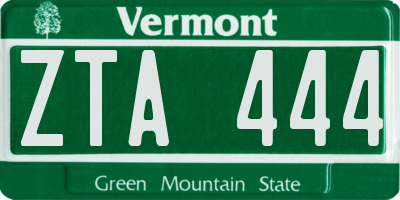 VT license plate ZTA444