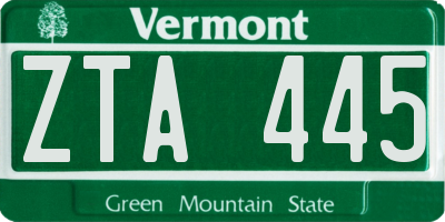 VT license plate ZTA445