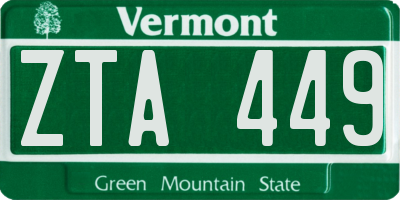 VT license plate ZTA449