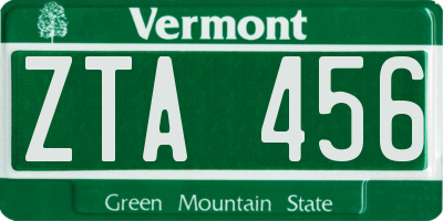 VT license plate ZTA456