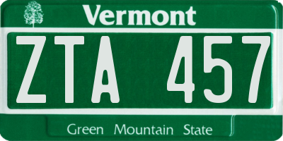 VT license plate ZTA457