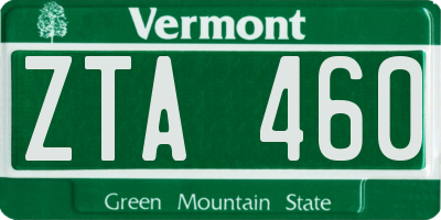 VT license plate ZTA460