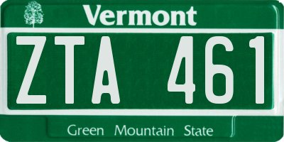 VT license plate ZTA461