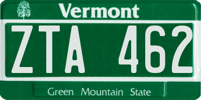 VT license plate ZTA462