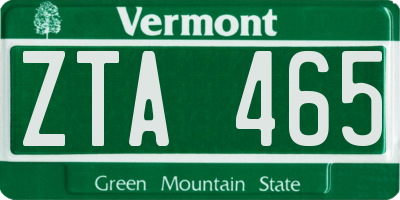 VT license plate ZTA465