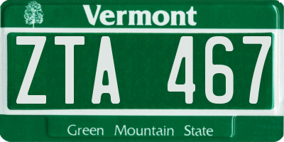 VT license plate ZTA467