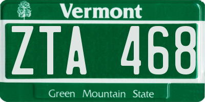 VT license plate ZTA468