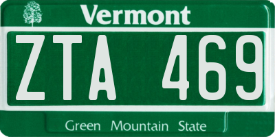 VT license plate ZTA469